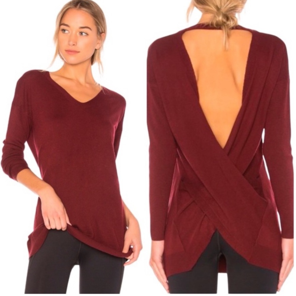 VIMMIA Burgundy Shavasana Reversible Sweater XS Open Back Wool Mohair Athleisure
